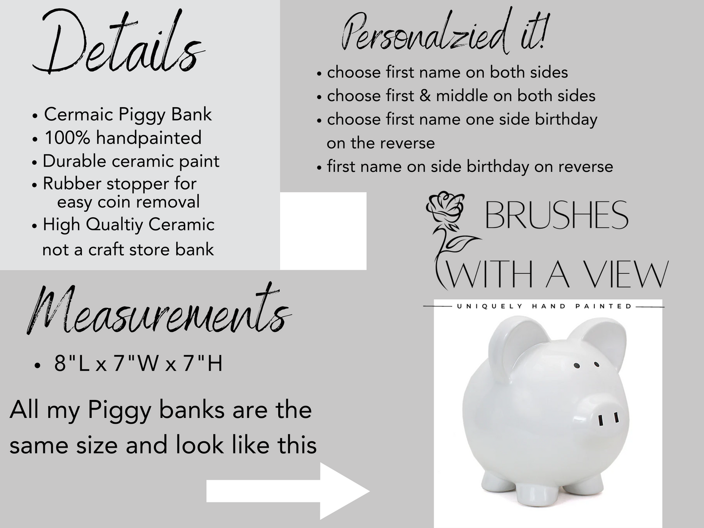 Floral Piggy Bank for Girls - Custom Coin Bank, Perfect 1st Birthday Gift | Hand-Painted, Unique Keepsake for Saving Coins