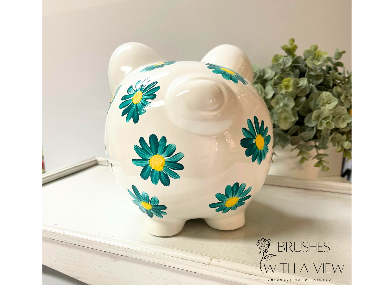 Large Daisy Piggy Bank, Baby Girl Gift, Personalized Piggy Bank for Girls, Baby Girl Baby Shower Gift, 1st Birthday Gift Girls