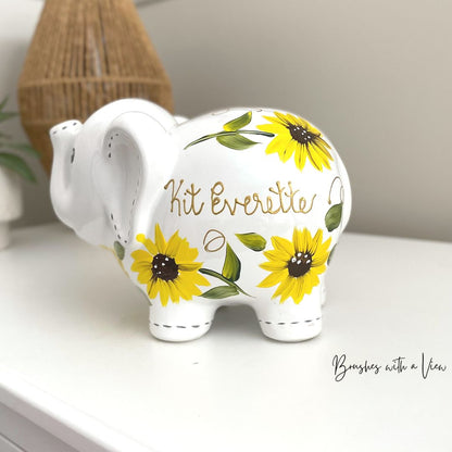 custom sunflower elephant piggy bank 