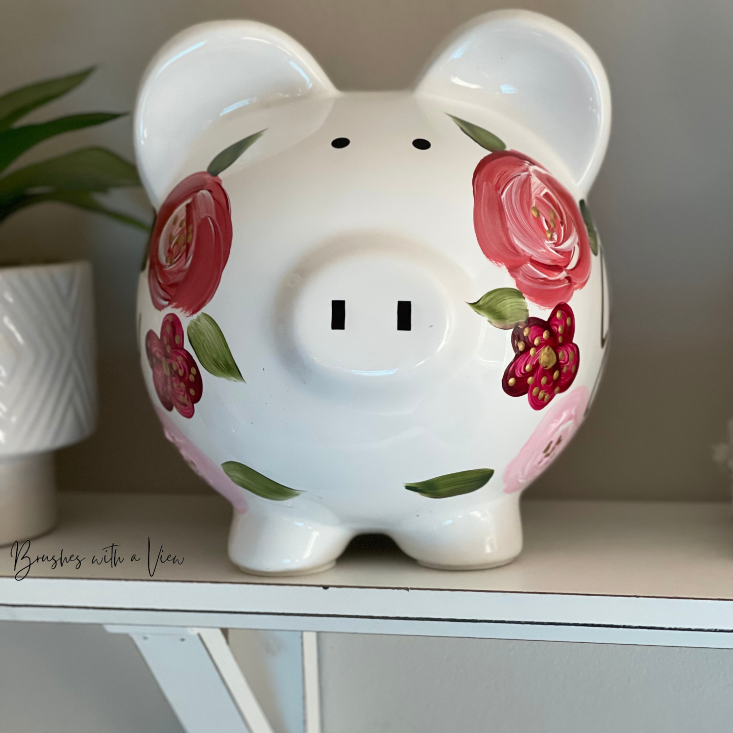 hand painted personalized piggy bank for for girls 