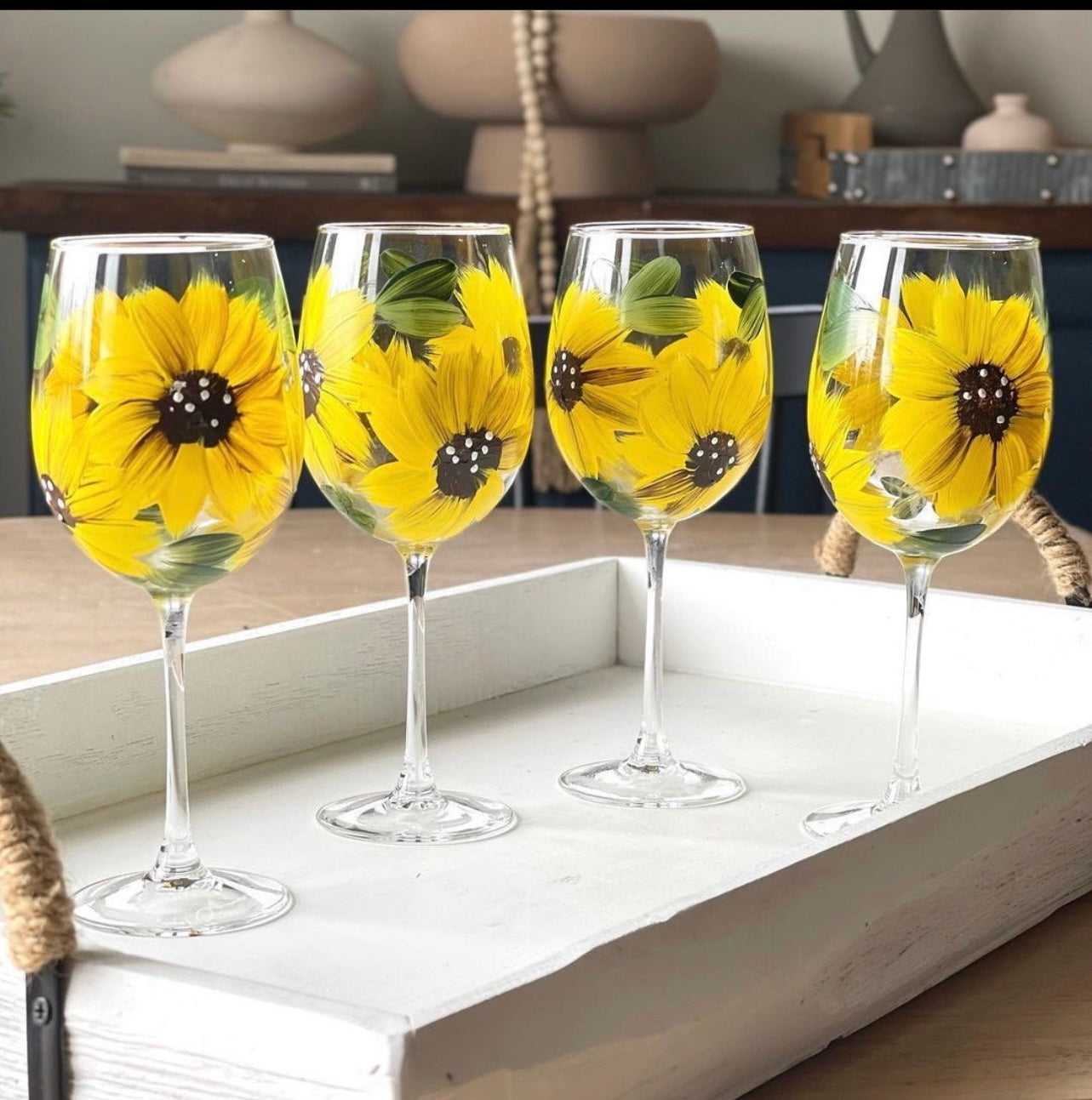 Hand Painted Wine Glass - SET hot of 4 - The Golden Girls