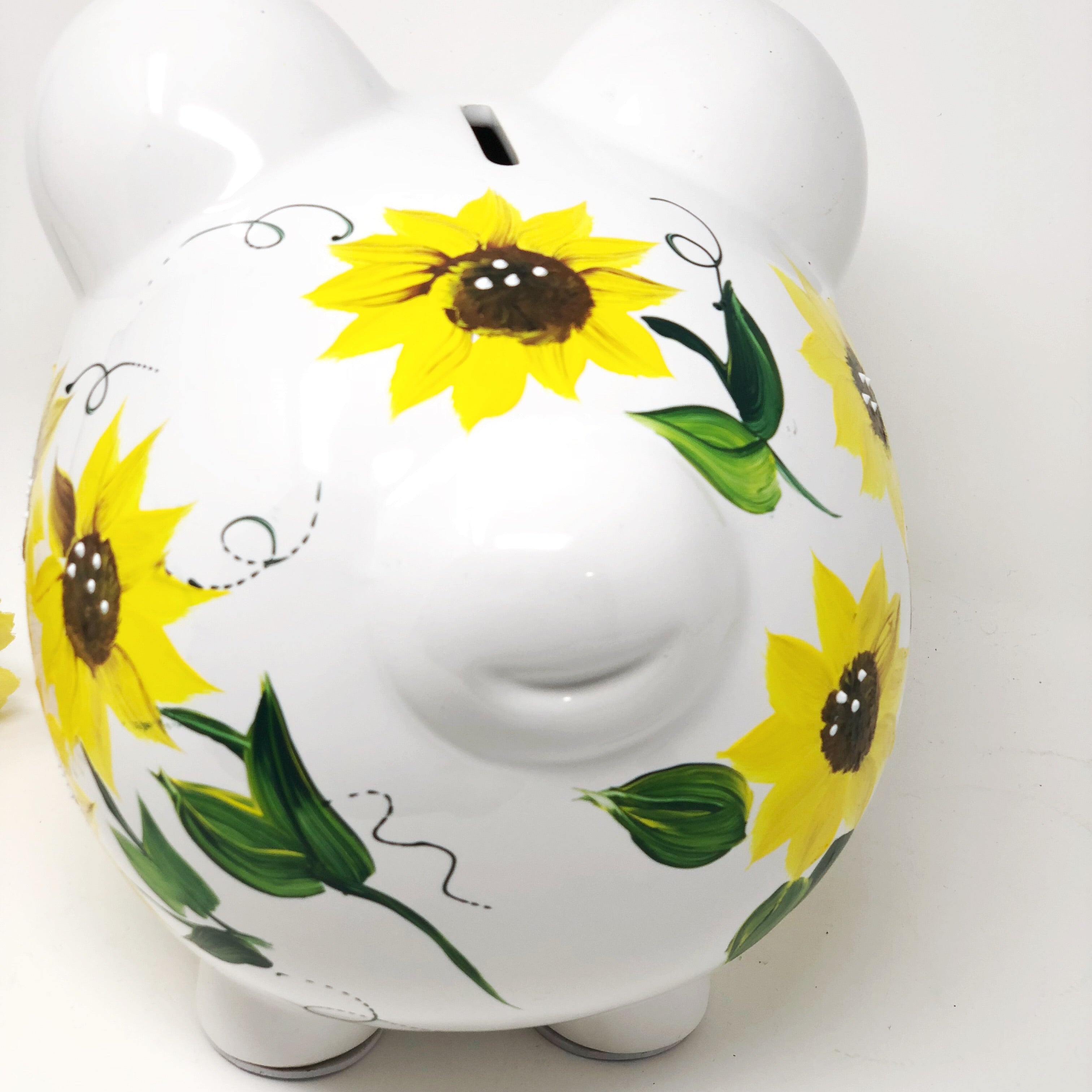 Hand painted & Personalized | Dots and Stripes Piggy Bank | Ceramic | 8