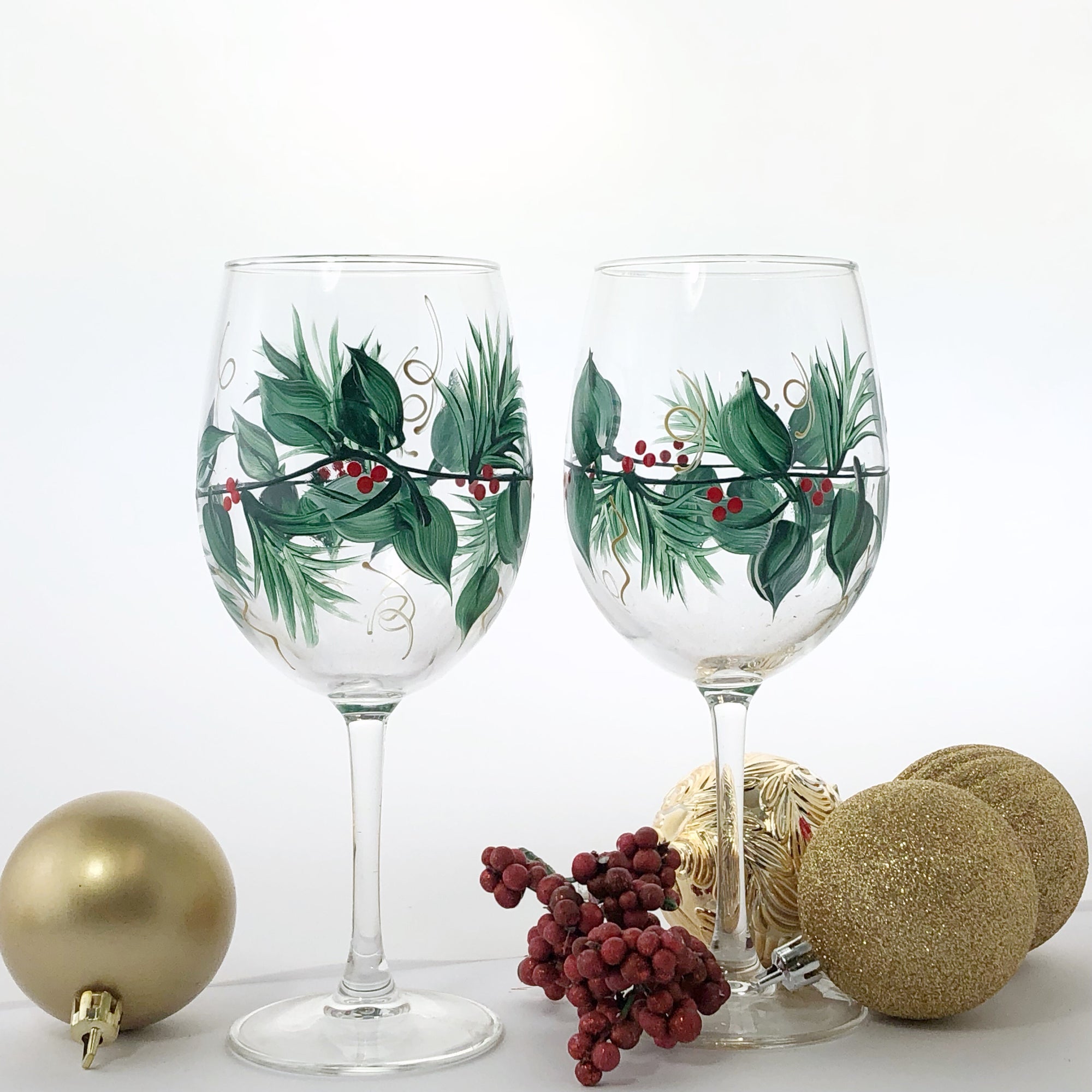 Holly Martini Glass | Hand Painted Personalized Gifts